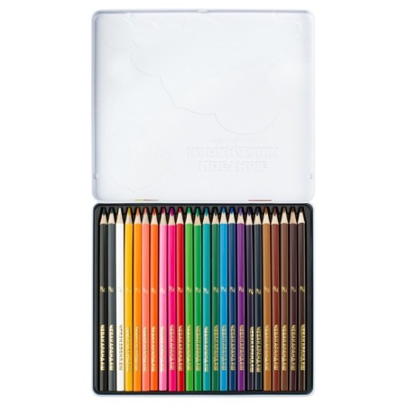 Pencils are colored 24 colors, multi-bullets "Cheburashka", trihedral, sharpened, metal pencil case-2