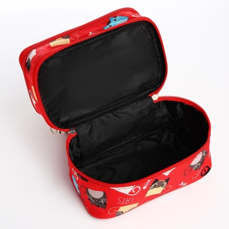 Cosmetic bag, 2 parts on lightning, red color-3