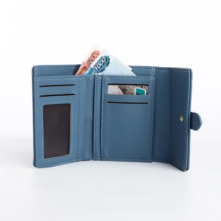Women's wallet on the button, blue color-4