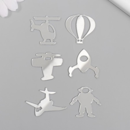 Decor for creativity plastic mirror "air transport" set 6 pcs