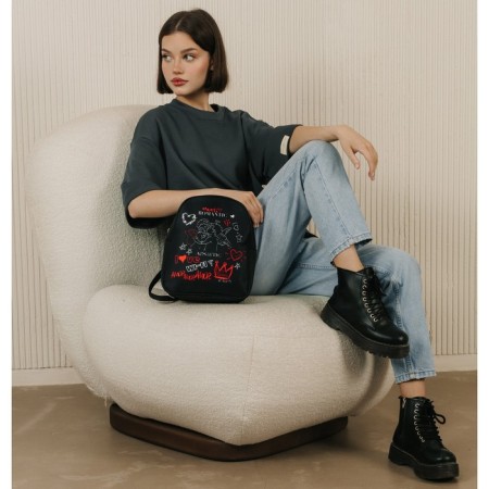 Backpack School Textile Aesthetic, 27x10x23 cm-9