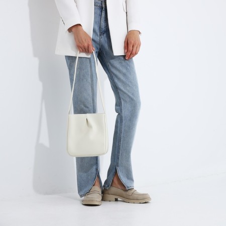 Bag Cross-Bodi with a zipper, white color-4