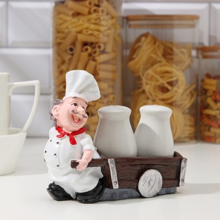 Ceramic set for spices "Cook with a cart", 2 items: Solonka, List, 60 ml