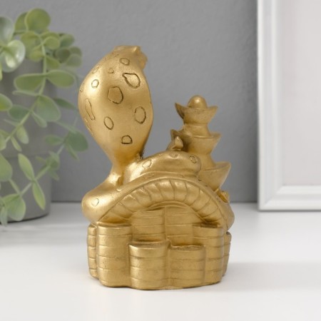 NECKE Polystone "Cobra with gold ingots" 8x8.7x13.5 cm-3