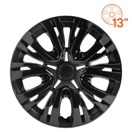 Wheel caps 13 "Lyon", Black Gloss, Carbon, 2 pcs Airline AWCC-13-04-1