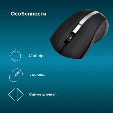 Mouse call 615MW black/optical silver (1200DPI) wireless USB for a laptop (3BU 102945-2