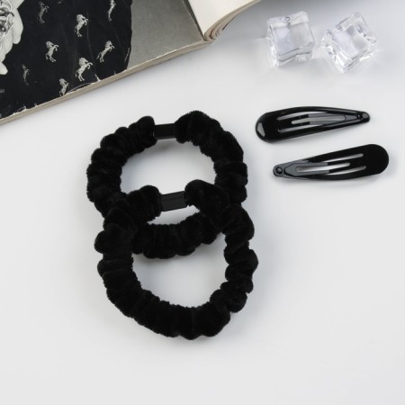 Hair set "Gloria Tenderness" (2 gum 5.5 cm, 2 invisibility 5 cm) black-2