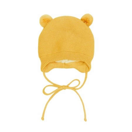 A cap on ties with pompons Children's Amarobaby Pure Love Pompony, with a lining, size 42-44 cm, yellow color-6