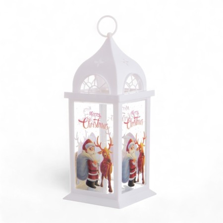 Santa Klaus lamp with a deer 3haa white 14.2x14.2x34cm Model: 18-7