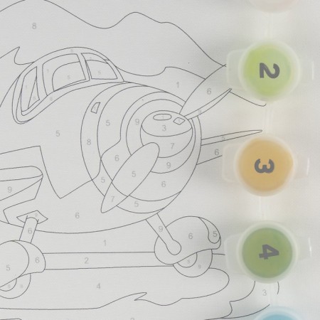 Picture on numbers Children's "Airplane", canvas on a subframe 20 × 20 cm-2