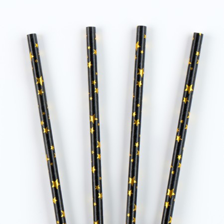 Stars of cocktail tubes, set 12 pcs., Golden color-2