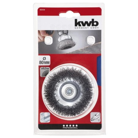 The cup brush for the drill kwb, d = 80 mm, wire d = 0.35 mm, shank d = 6 mm, steel HSS-1