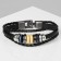 Bracelet Unisex "Style" disks, black color with gray metal, 21.5 cm