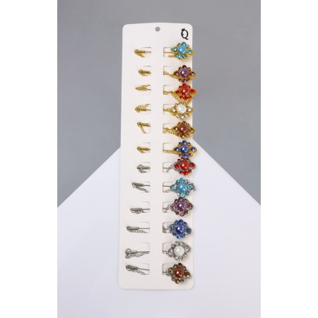 Romb pins luxurious, mix color, 6 cm (indivisible packing 12 pcs., Price per pcs.)-6