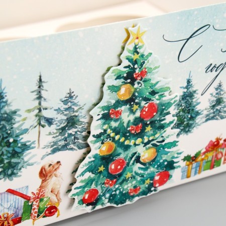 Box for Capcake "Happy New Year", Christmas tree, 23 x 16 x 10 cm, new year-2