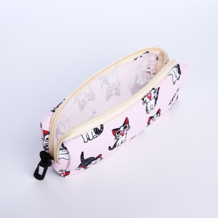 School backpack from textiles on lightning, 3 pockets, pencil case, pink color-9