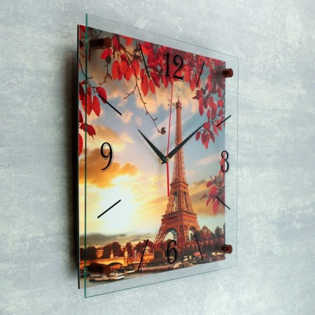 Carty clock wall, series: city, "Eiffel Tower of Evening", smooth move, 35 x 35 cm-1