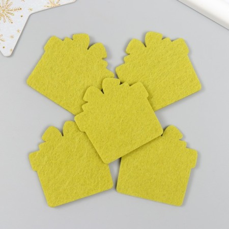 Decor "Gift" Green 5 cm set 5 pcs felt 1.8 mm-1