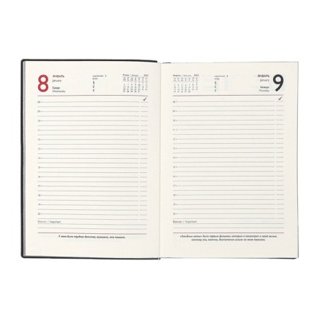 Dated 2025 diary, Escalada, A6+ 176 sheets, soft cover, artificial leather, pancake embossing, tinted block 70 g/m2, black-11