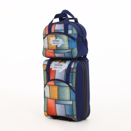 Small Small 20 "with a bag, a lightning department, an external pocket, with an extension, the color is blue