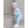 Children's overalls with a fashion cap, height 68 cm, blue color