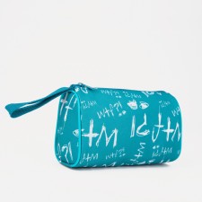 Cosmetic bag with zipper, turquoise color