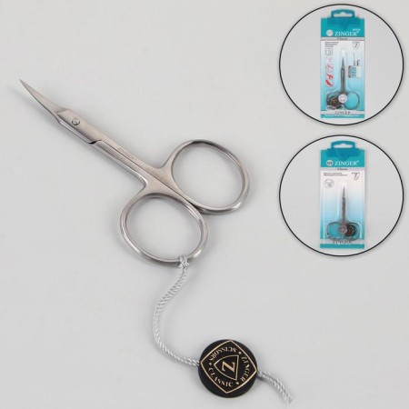 Scissors manicure, bent, 9.5 cm, in blist, silver color, b-555-s-sh