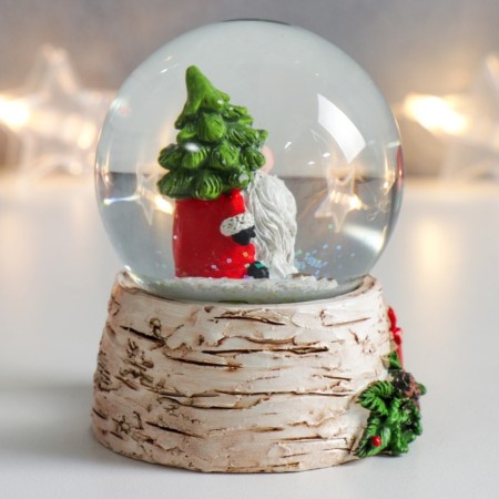 Souvenir Polystone Water Ball "Gnomik with a gift" 7x6.7x8.8 cm-2
