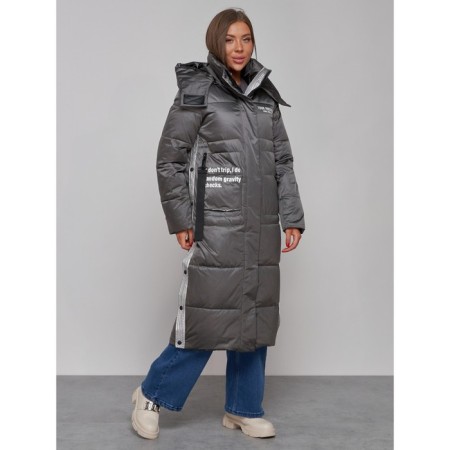 Coat insulated winter female, size 42, dark gray color-2