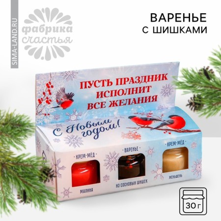 Set "Happy New Year": 2 cream-media and jam with cones of 30 g.