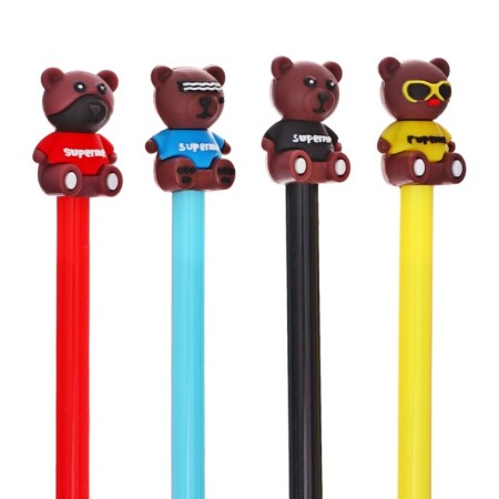 Gel-ghost pen, blue rod, stylish bear mix-4