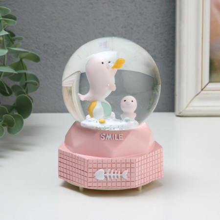 Souvenir Polystone Water Ballion Music, Light "Sea Lion" MIX 8x8x12 cm-3