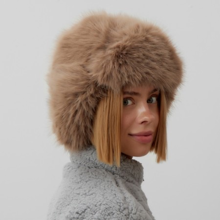Women's cap, Minaku, brown color, rr 56-58-3