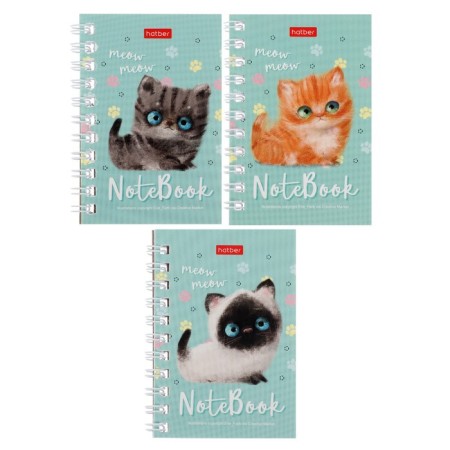Notebook, A7, 40 sheets, in a cage, on a crest, "Koshariki", cover coated cardboard, OFSET block, mix