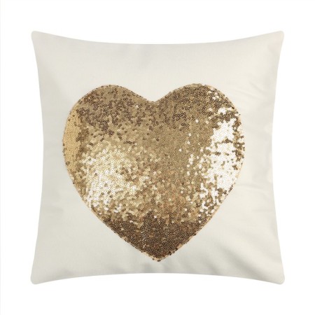 Pillowcase decorative Ethel "Heart" Color Gold, 40 x 40 cm, velor