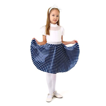 Carnival set “Stelaags 5”, blue skirt in white peas, belt, bandage, height 110-116 cm