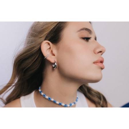 Earrings "cafs" cuffs, set 3 pcs, white color in silver-2