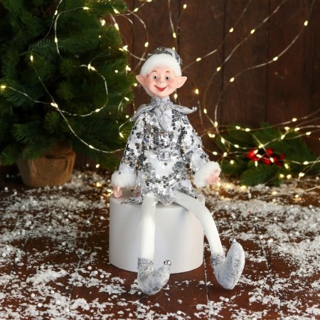New Year's Jester "in a brilliant suit" 40 cm, silver