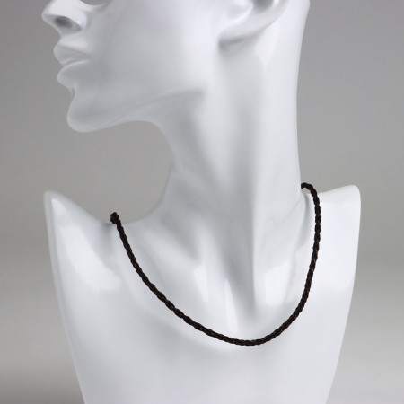 Waxed leather cord d = 3 mm, l = 45 cm, brown color, pigtail-2