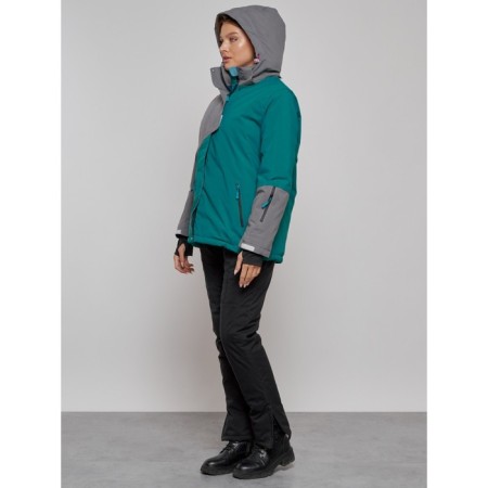Ski jacket women's winter, size 60, dark green color-13
