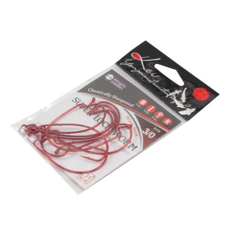 The hook KOI Super Lock Worm, size 30 Ints, Red color, offset 10 pcs.-4