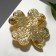 Brooch "Clover" is large, beige color in gold