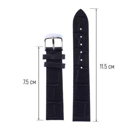 Watch strap, male, 18 mm, harness 75 mm, larynx 115 mm, genuine leather, black-1