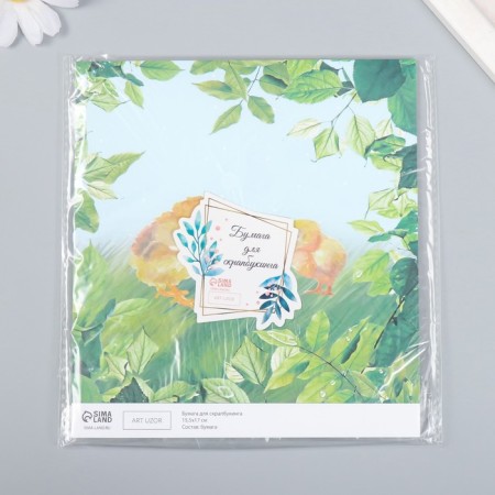 Scrapbooking paper "Chickens on the grass" density 180 g 15.5x17 cm-3