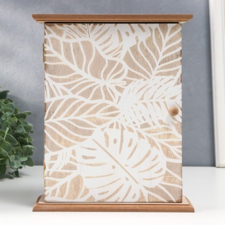 Keywood tree 6 hooks "White Palm leaves" 25.5x20.5x6.5 cm mix-6