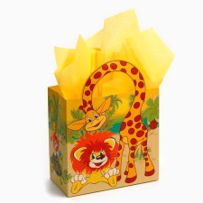 Gift package with packaging paper with silence, 22x22x12 cm, lion and turtle