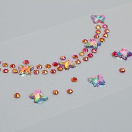 Sticker Plastic Straz "Choker with butterflies and rhinestones" MIX 11.6x18 cm-3