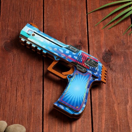 Wooden souvenir "Pistol-Ruskitop" blue-2