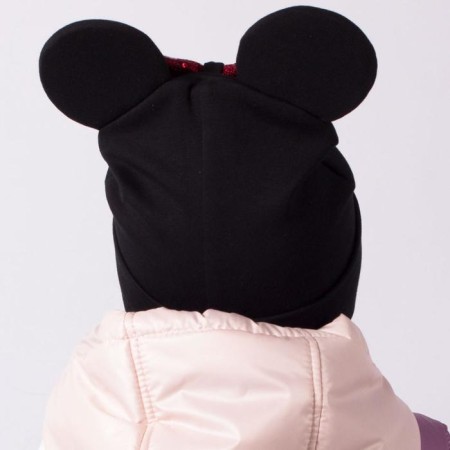 Two-layer hat "Mouse", color black/red bow, size 50-54-2