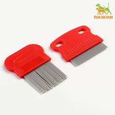 A set of 2 combs, with short and long teeth, red